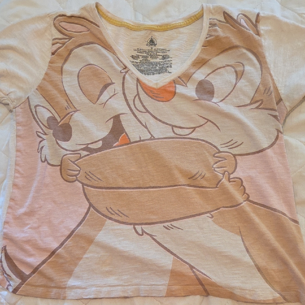 Womwn's Pink Cartoon Graphic Tee - Disney Chip 'n' Dale Style